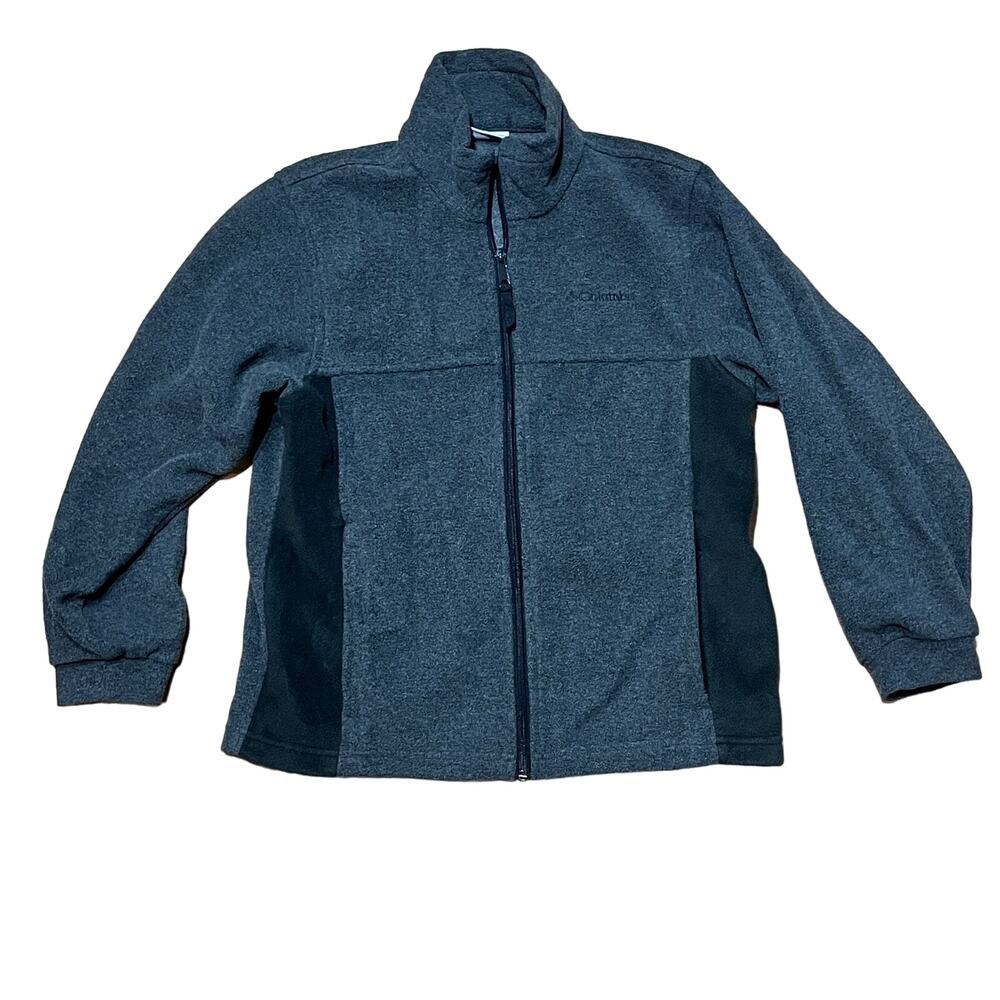 Fleece Jacket Youth 10/12 Columbia Benton Springs Black Gray Full Zip Soft